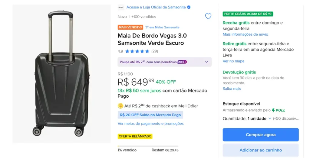 Mala De Bordo Vegas 3.0 Samsonite